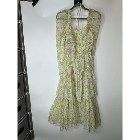 Redpolaris silk green floral dress 40 - Picture 13 of 13